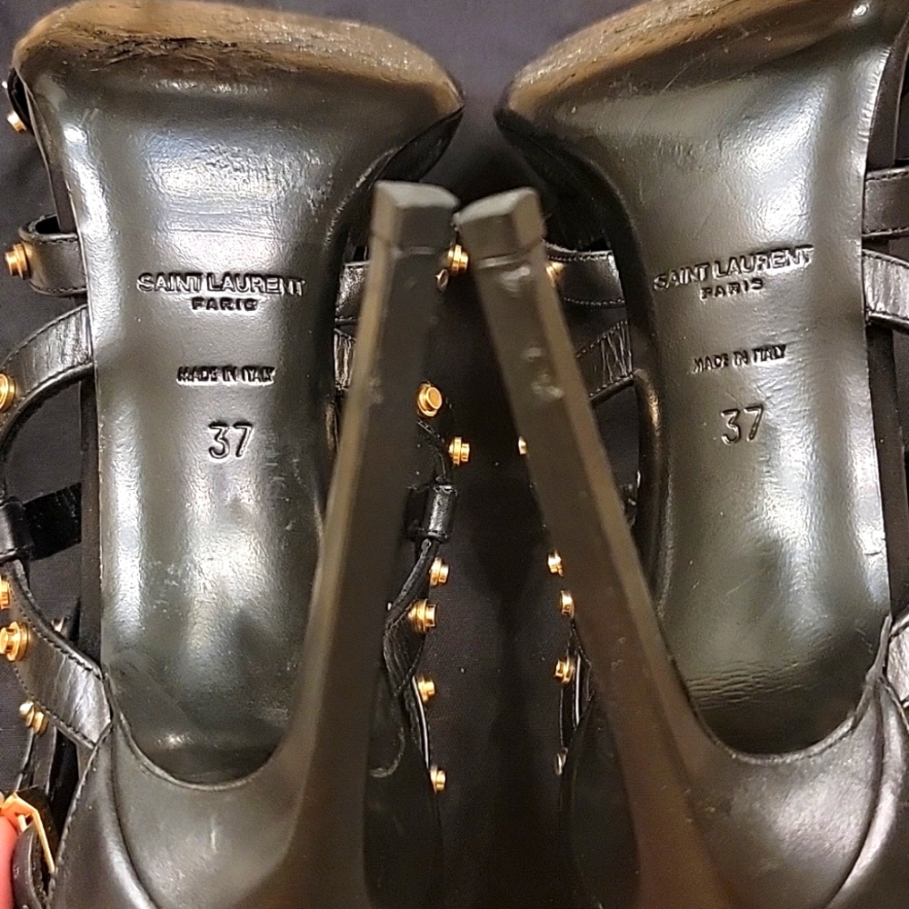 Super cute Saint Laurent high heels. Size EU 37. Gold & Black. - Picture 7 of 8